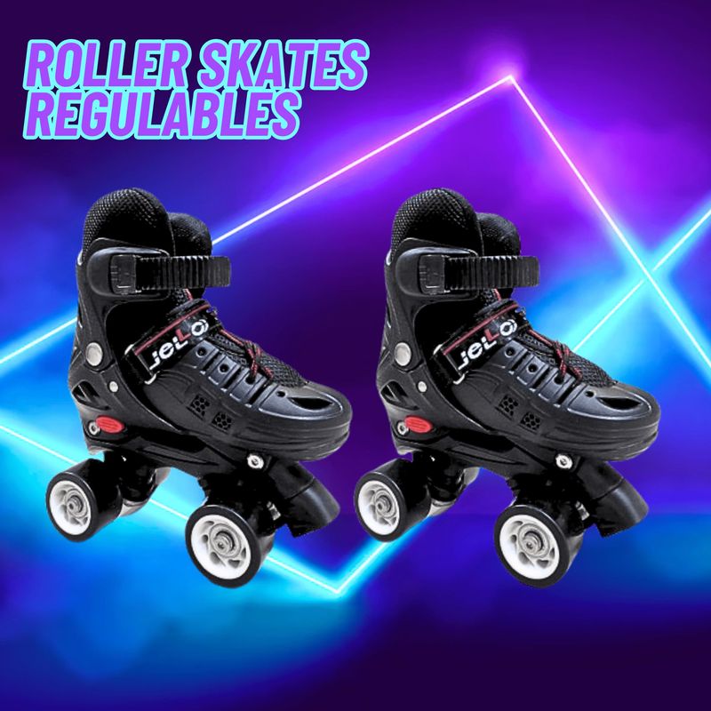 GENERICO - PATINES PARA NIÑO REGULABLE TALLA S 31- 34 NEGRO