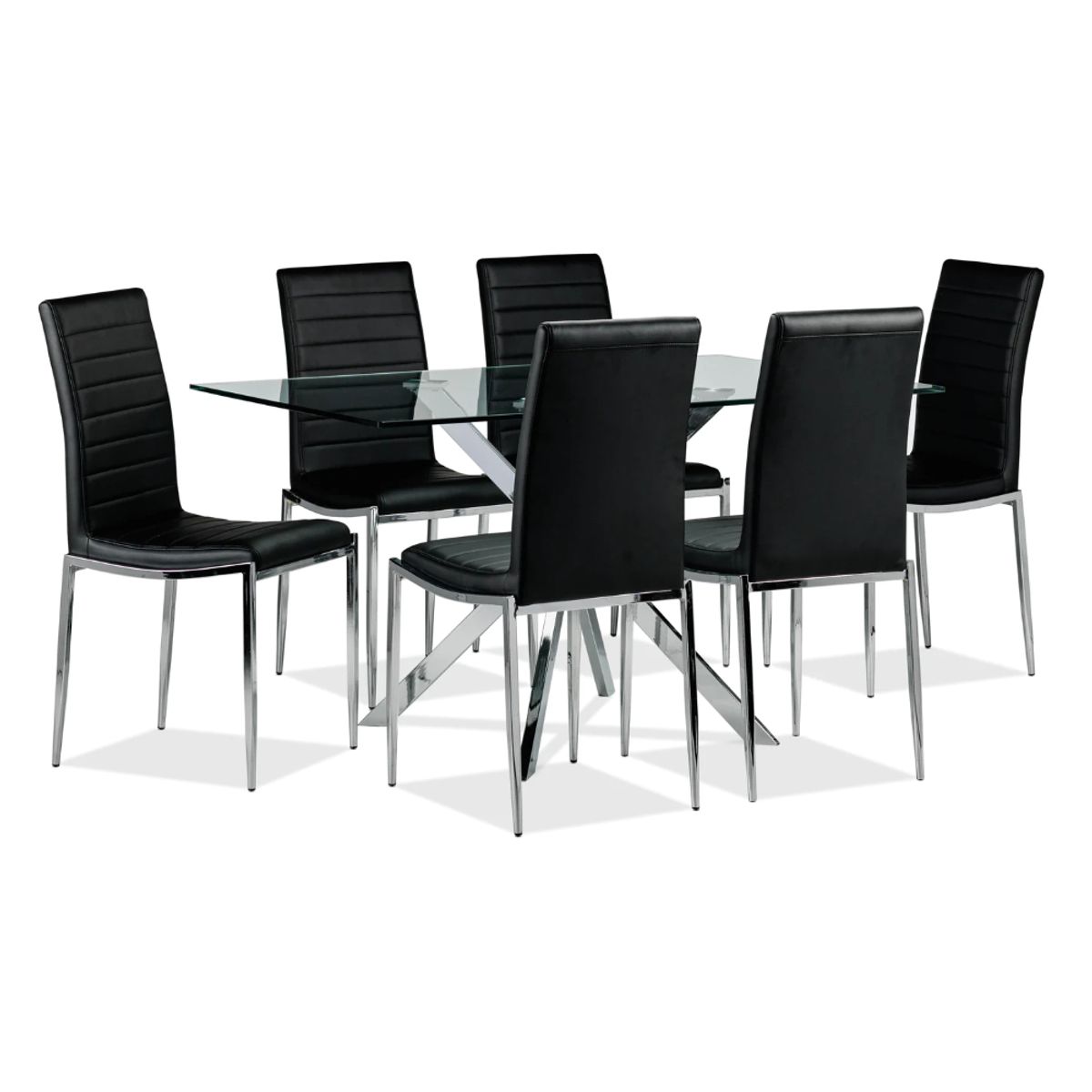 CENTRAL DECCO - COMEDOR 6 SILLAS GLASGOW NEGRO