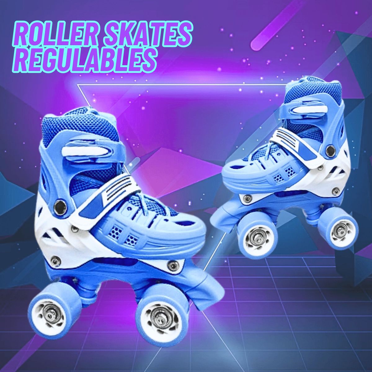 GENERICO - PATINES PARA NIÑO REGULABLE TALLA S 31- 34 CELESTE