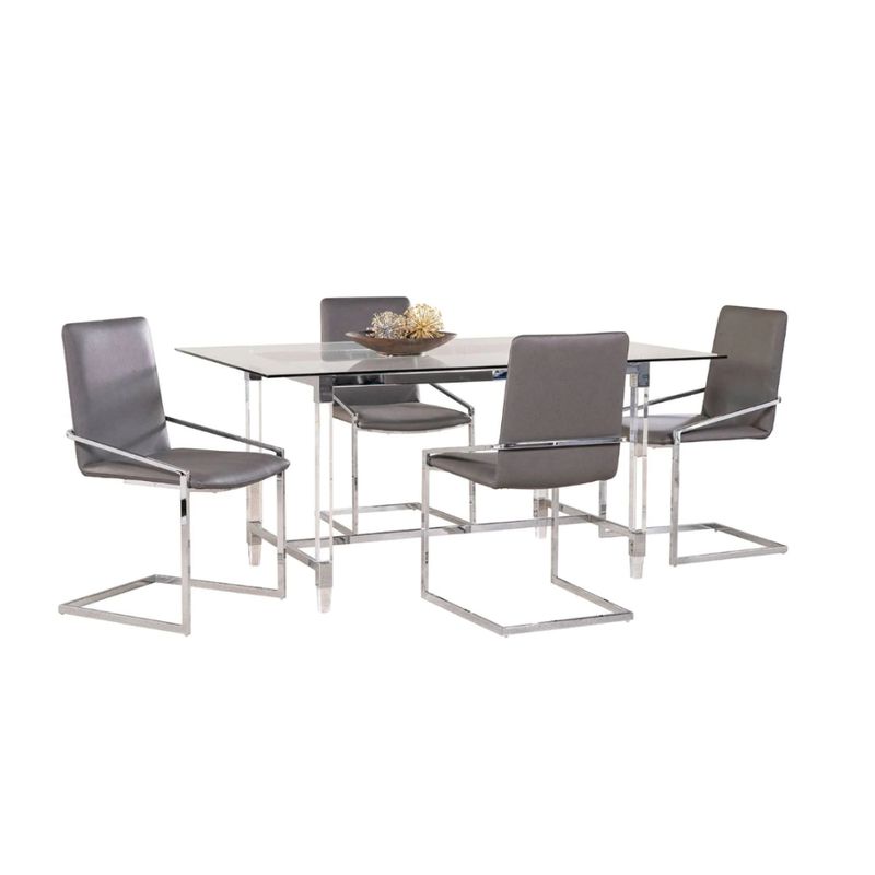 CENTRAL DECCO - COMEDOR 4 SILLAS HEFEI GRIS OSCURO