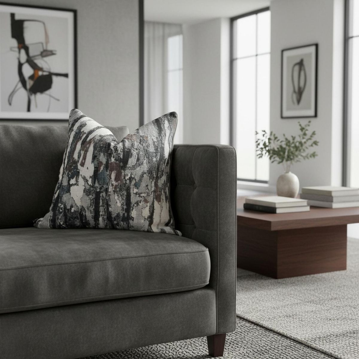 MAP DESIGN HOME - Funda De Cojin Marble Gray Brown 45 x 45cm