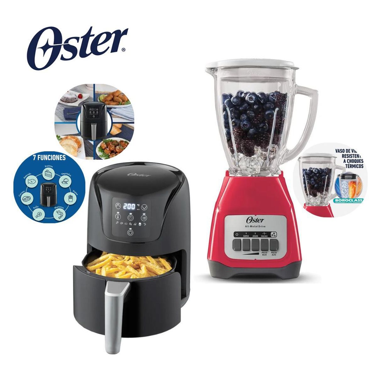 OSTER - Combo Freidora Digital CKSTAF18DDF + Licuadora 2 Vel MPB.