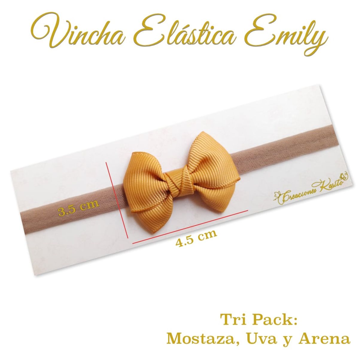 GENERICO - Vincha para bebé modelo Emily Tri pack