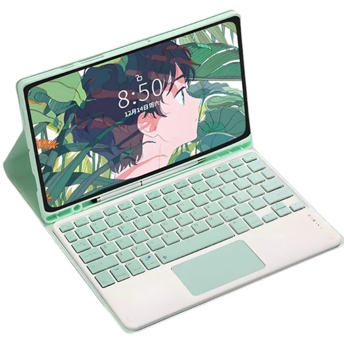 FUNDAANTIGOLPES - Funda con Teclado para Tablet Samsung Tab A9 PLUS 11 Verde Agua