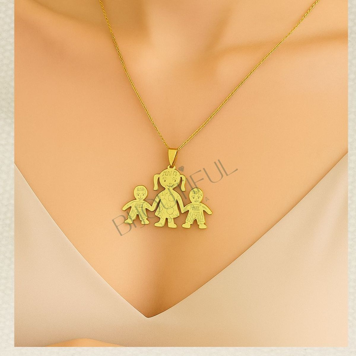 GENERICO - Collar Mamá Hijos Acero Inoxidable Mujer