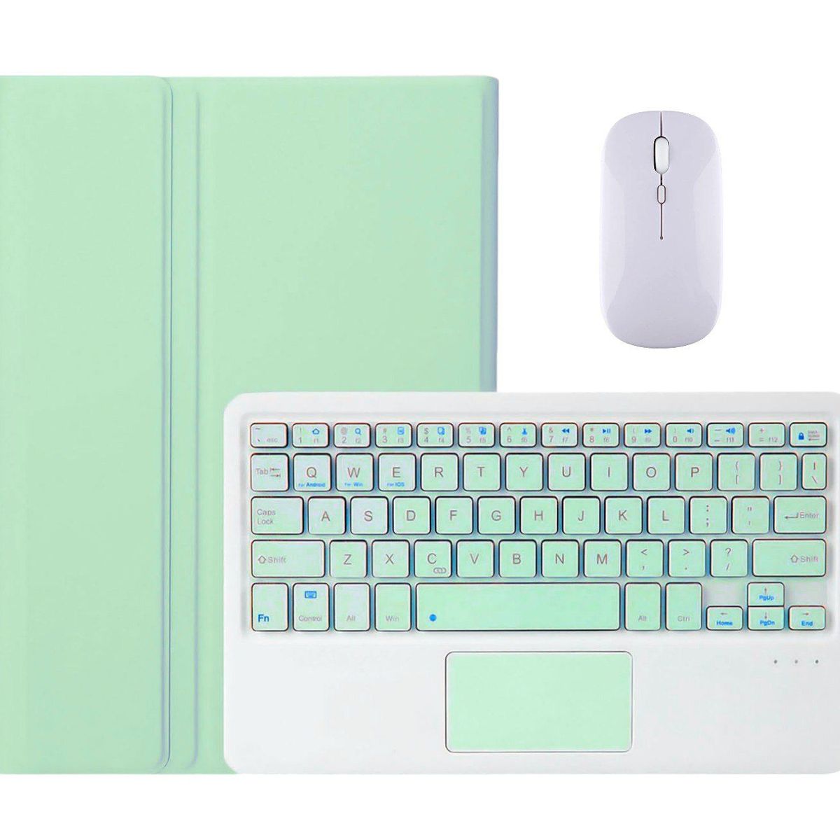 FUNDAANTIGOLPES - Funda con Teclado + mouse para Tablet Samsung S7 FE 12.4"  Verde Agua