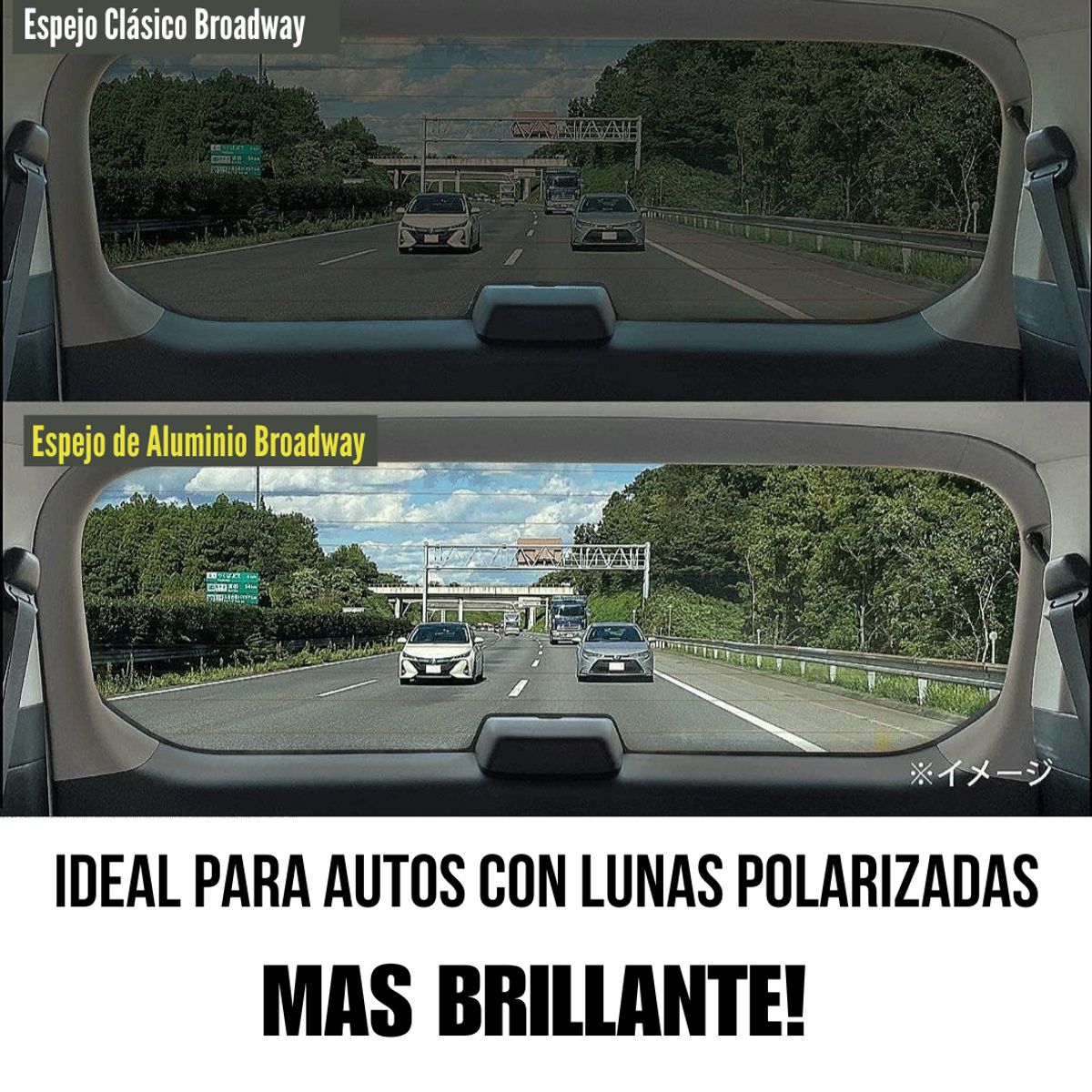 BROADWAY - Retrovisor Más Brillante LUNAS OSCURAS Panorámico para Punto Ciego - NUEVO MODELO Broadway - BW867