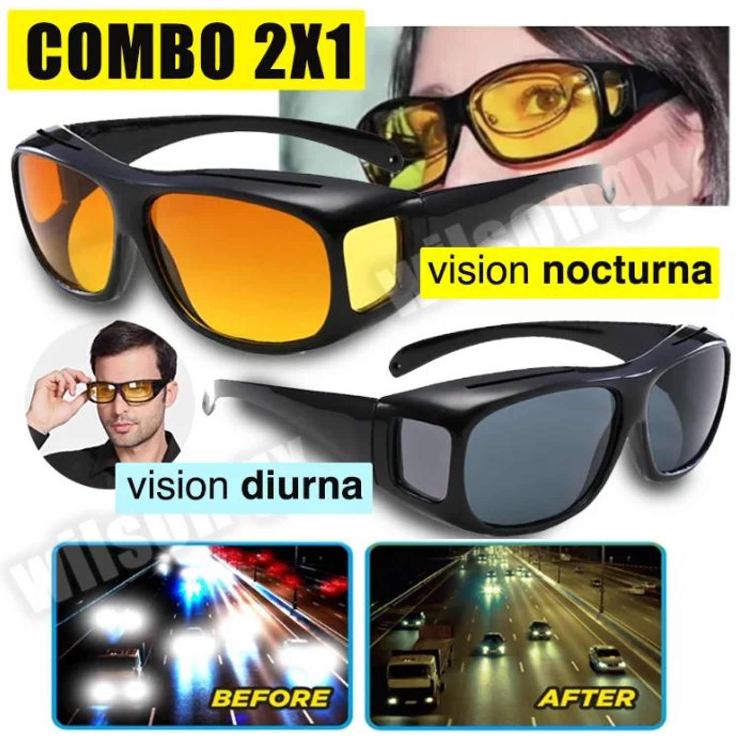 Gafas De Visión Nocturna Polarizadas Amarillas Para Conducir - Reducen Deslumbramiento, Protección UV400