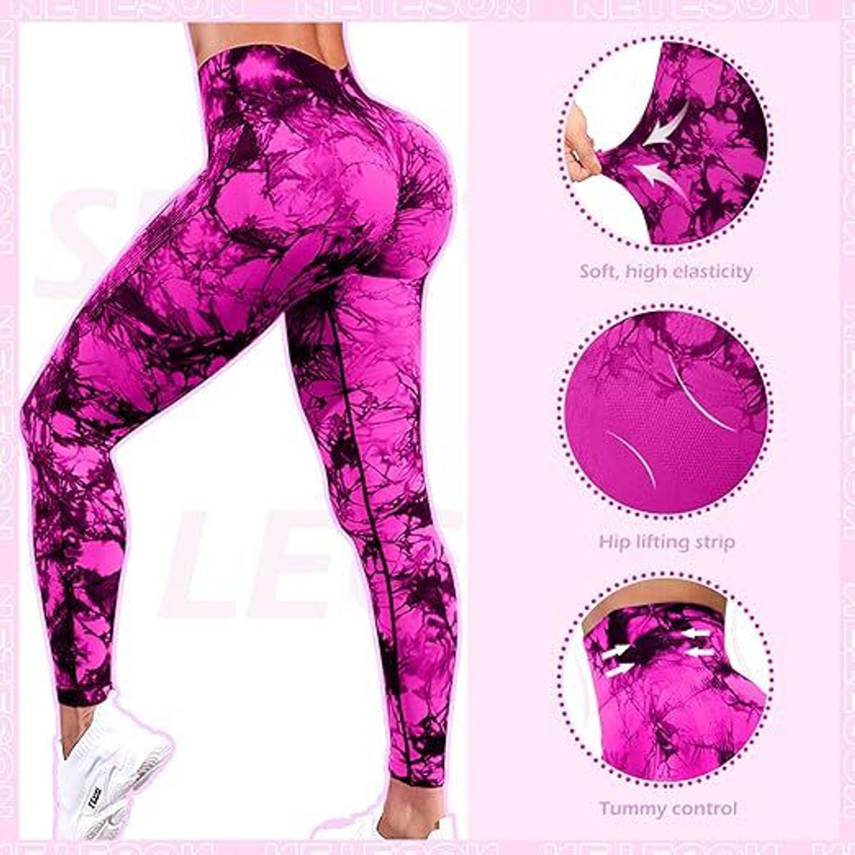 FITNESS - leggings cintura alta para levantamiento de glúteos Scrunch tie dye