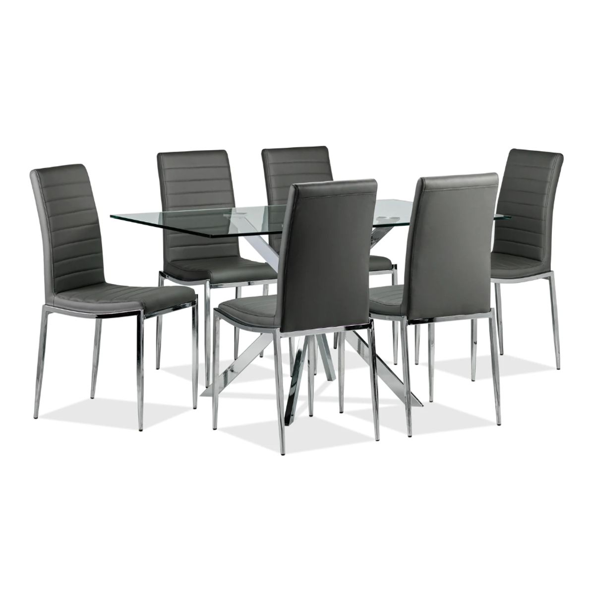 CENTRAL DECCO - COMEDOR 6 SILLAS GLASGOW GRIS CLARO