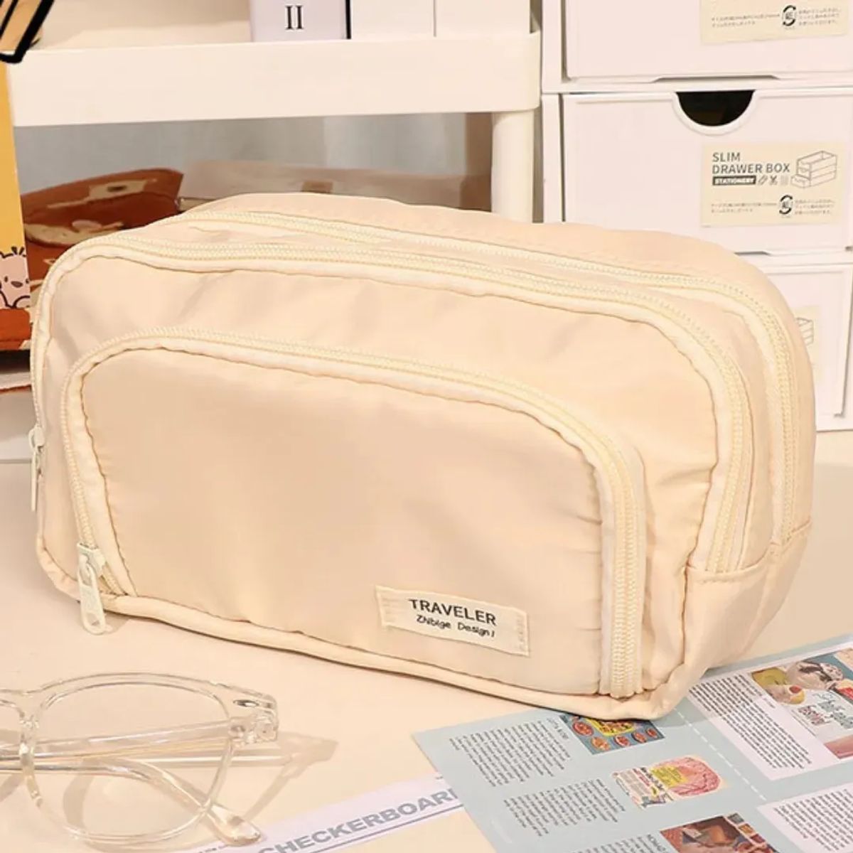 GENERICO - Cartuchera Traveler con múltiples cierres y gran capacidad