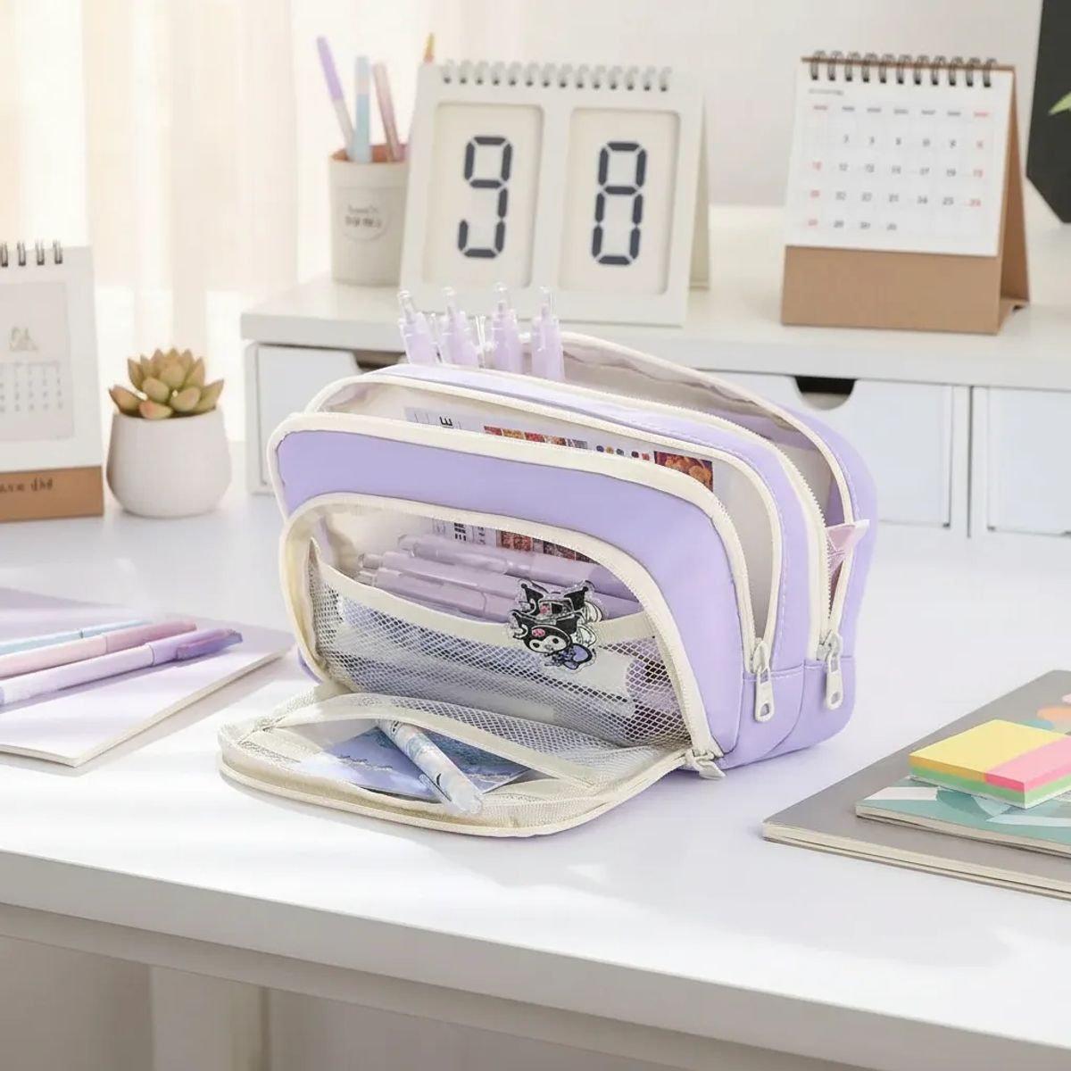 GENERICO - Cartuchera Traveler con múltiples cierres y gran capacidad