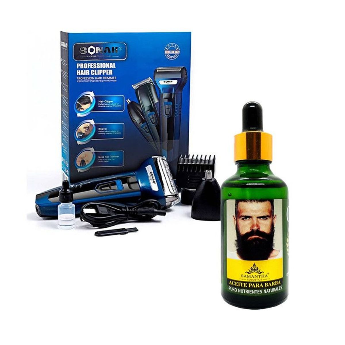 SONAR - Afeitadora Sonar 3 en 1 + Estimulador para Barba de Oliva