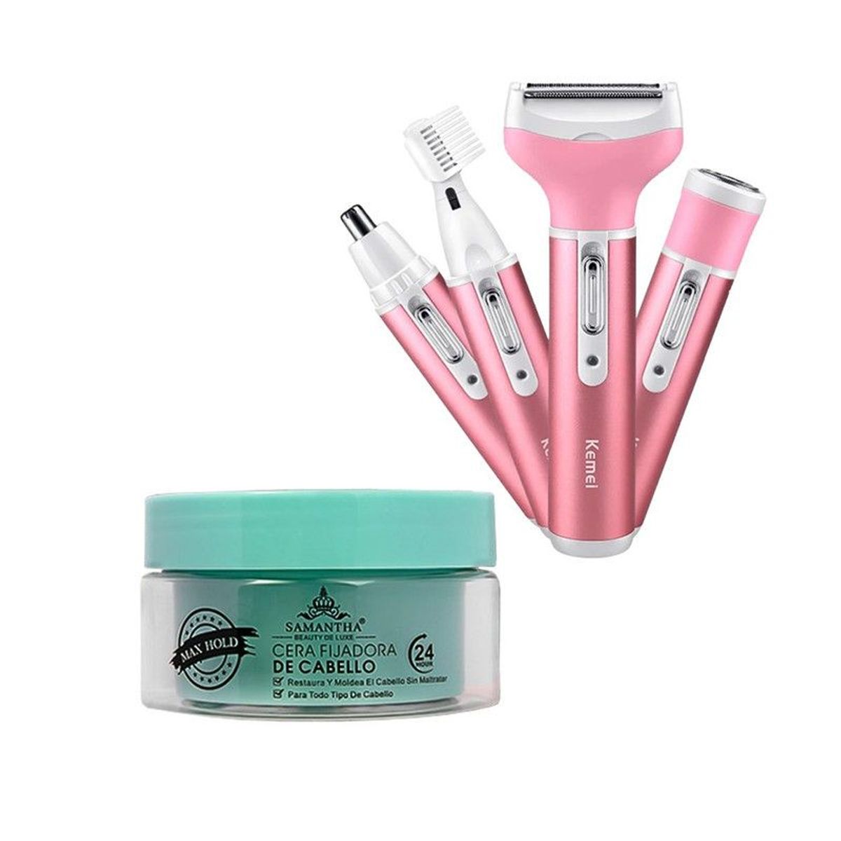 KEMEI - Afeitadora Kemei 4 en 1 + Cera Fijadora con Keratina