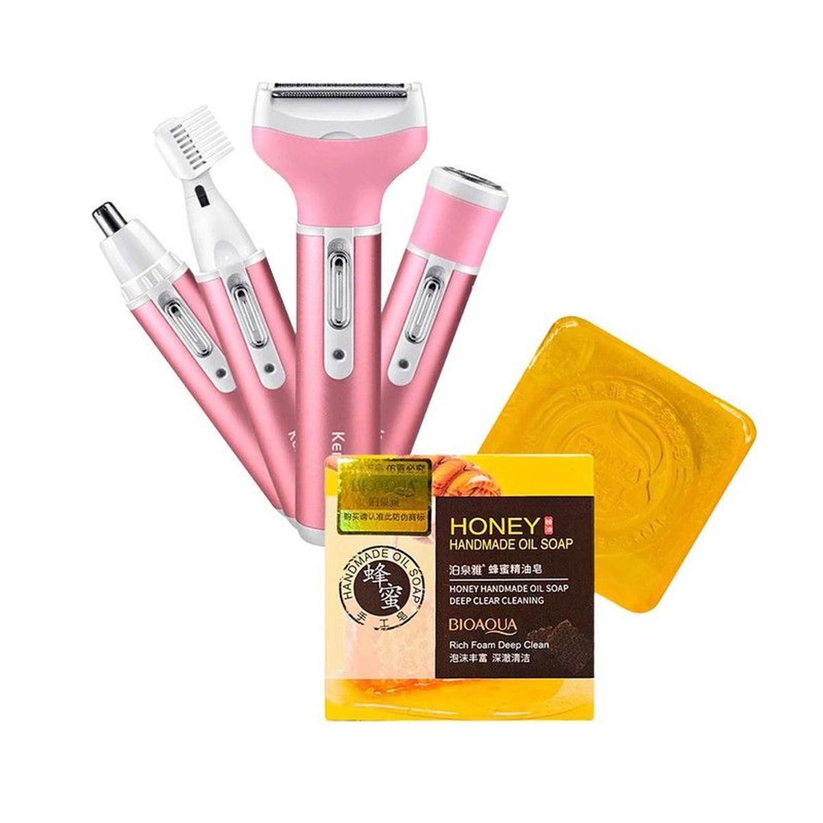 KEMEI - Afeitadora Kemei 4 en 1 + Jabon Hidratante de Miel