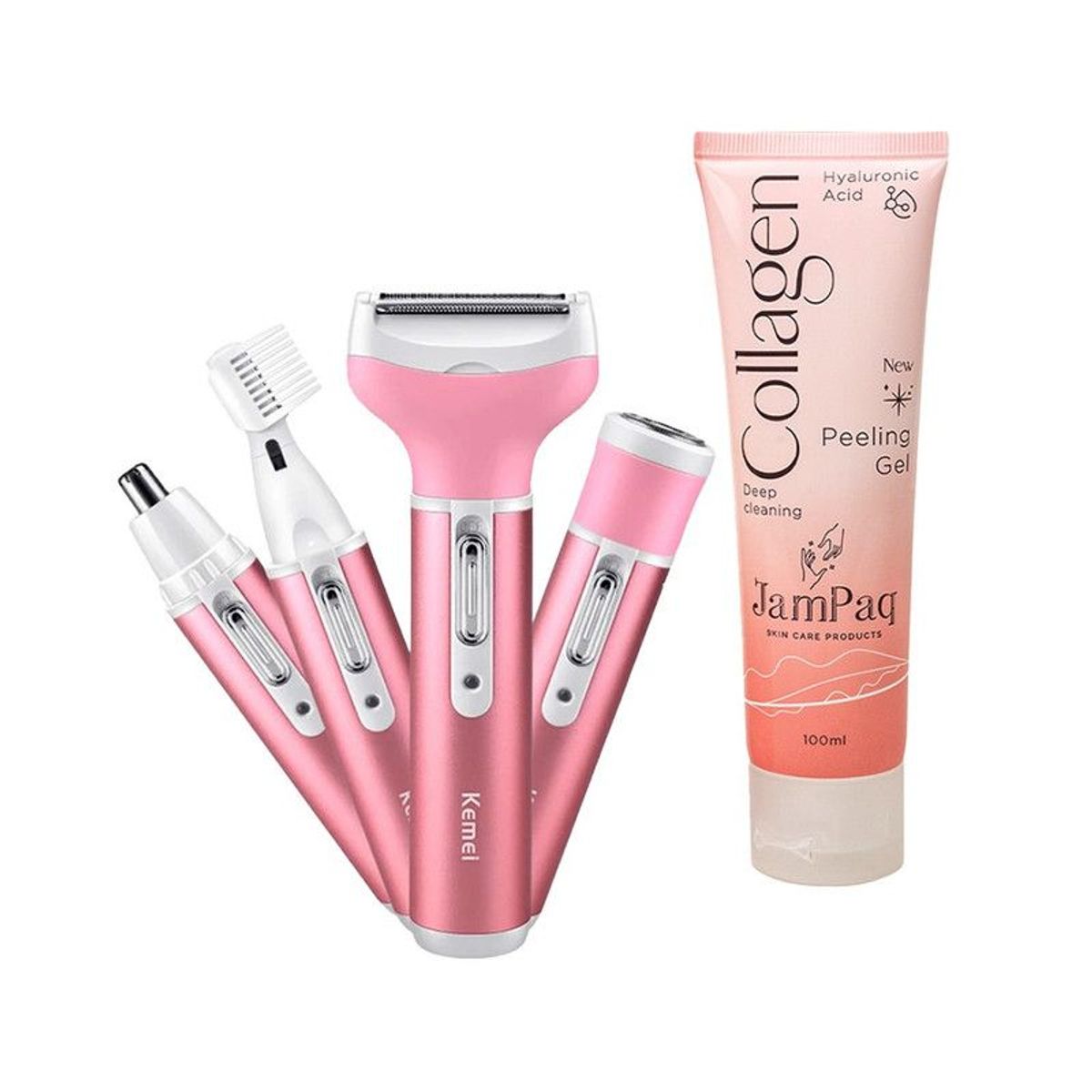 KEMEI - Afeitadora Kemei 4 en 1 + Exfoliante Collagen