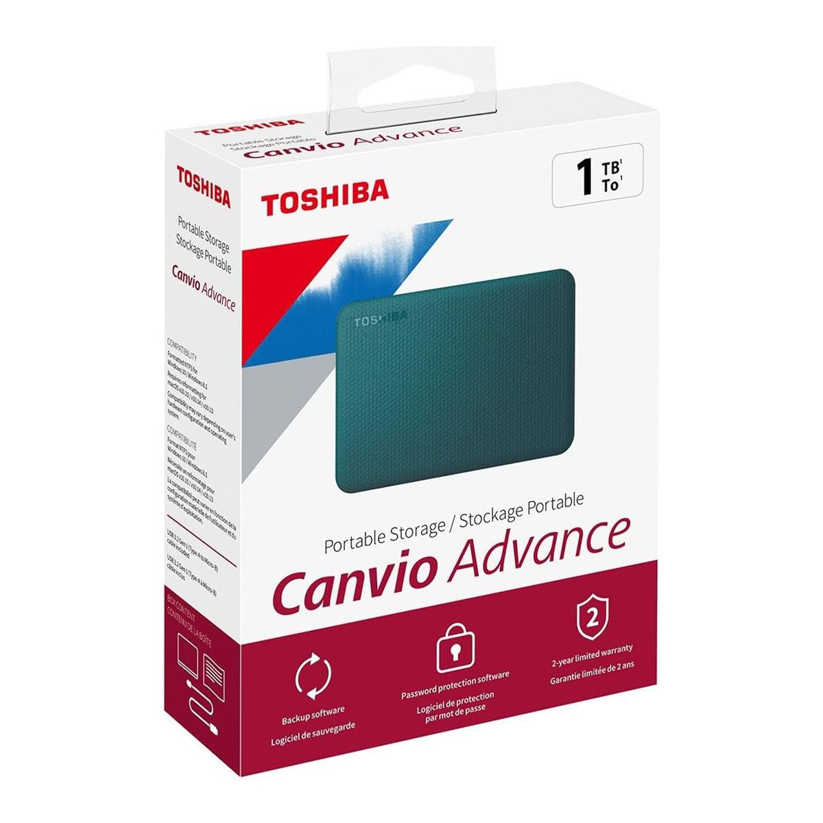 TOSHIBA - HDD EXTERNO TOSHIBA CANVIO ADVANCE 1TB USB 3.0, GREEN PN: HDTCA10XG3AA