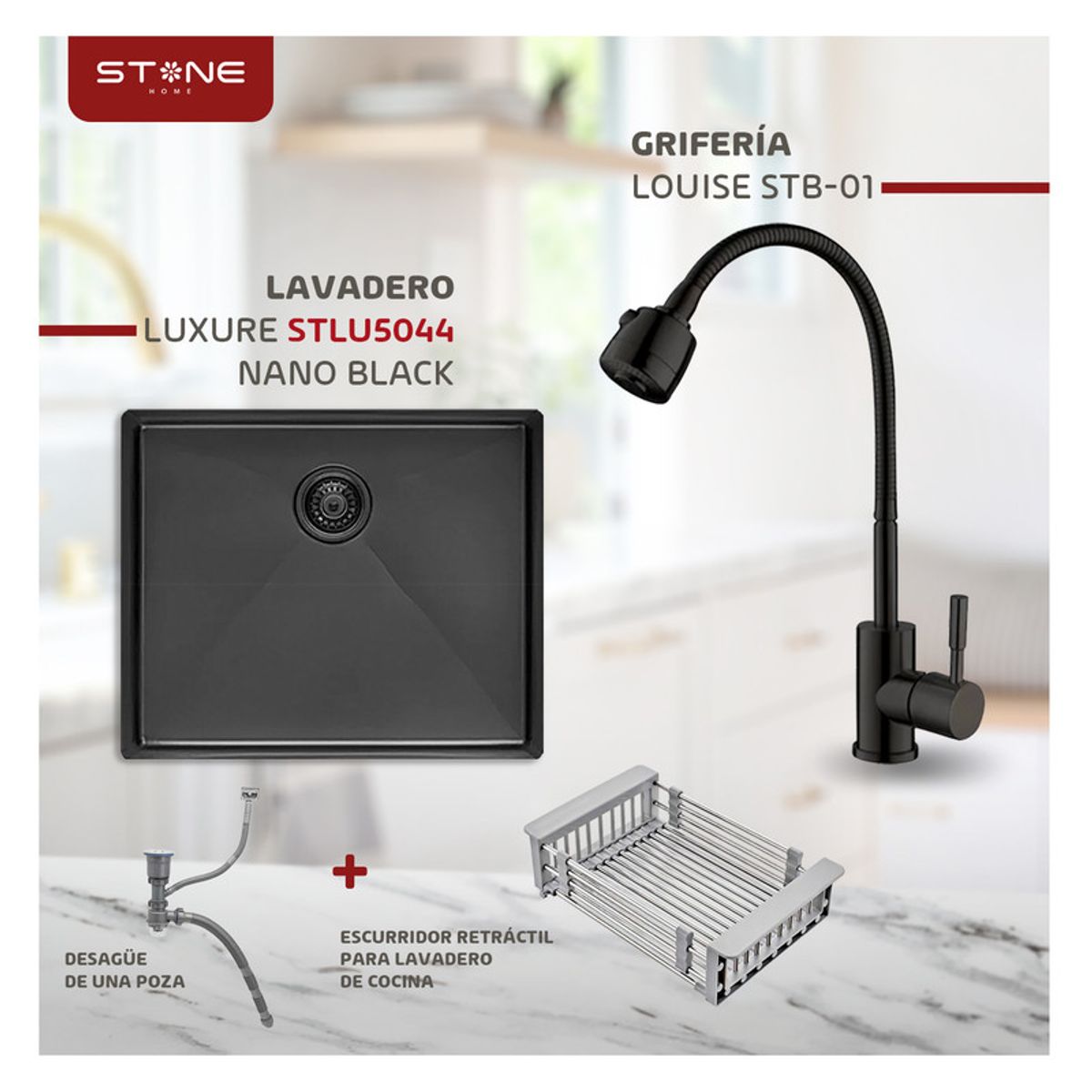 STONE - COMBO LAVADERO  LUXURE STLU5044+ LOUISE STB-01 CON ESCURRIDOR
