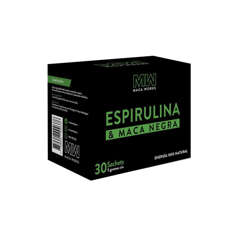 MACA WORKS - Espirulina & Maca Negra Caja 30 sachets 5g c/u Maca Works