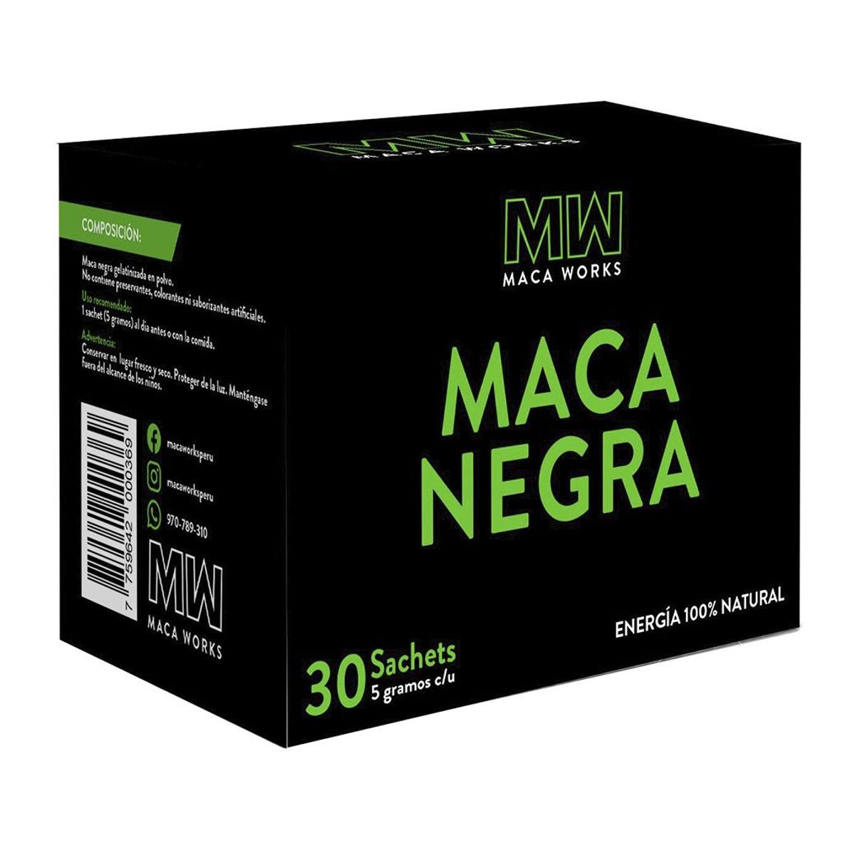 MACA WORKS - Maca Negra Caja de 30 sachets de 5g c/u Maca Works