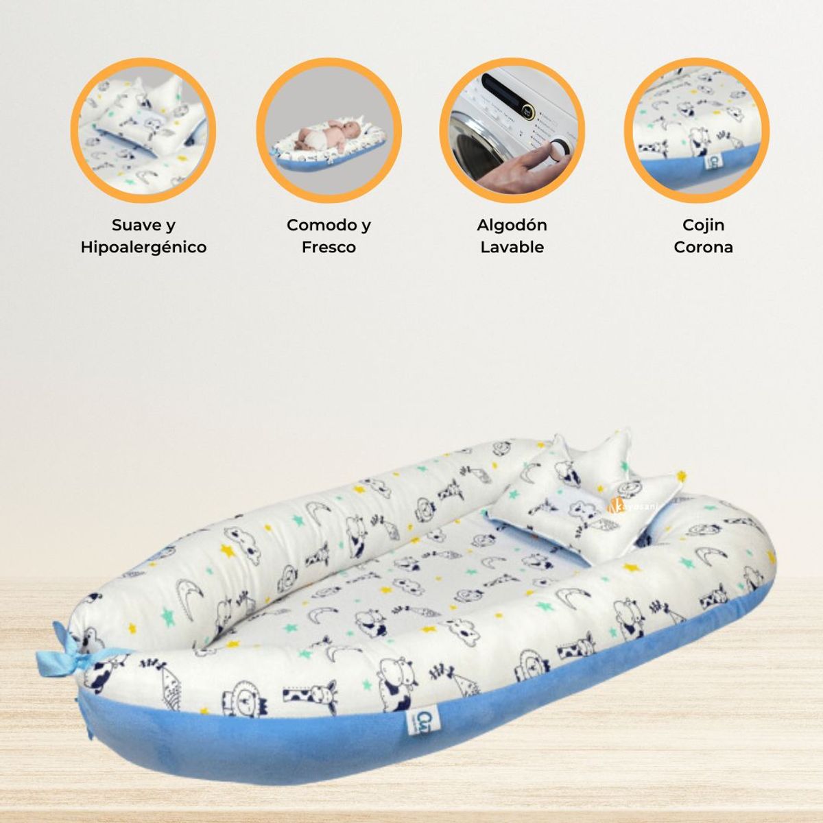 CUZKA - Nido Colecho para Bebé «KING» Ligth Blue