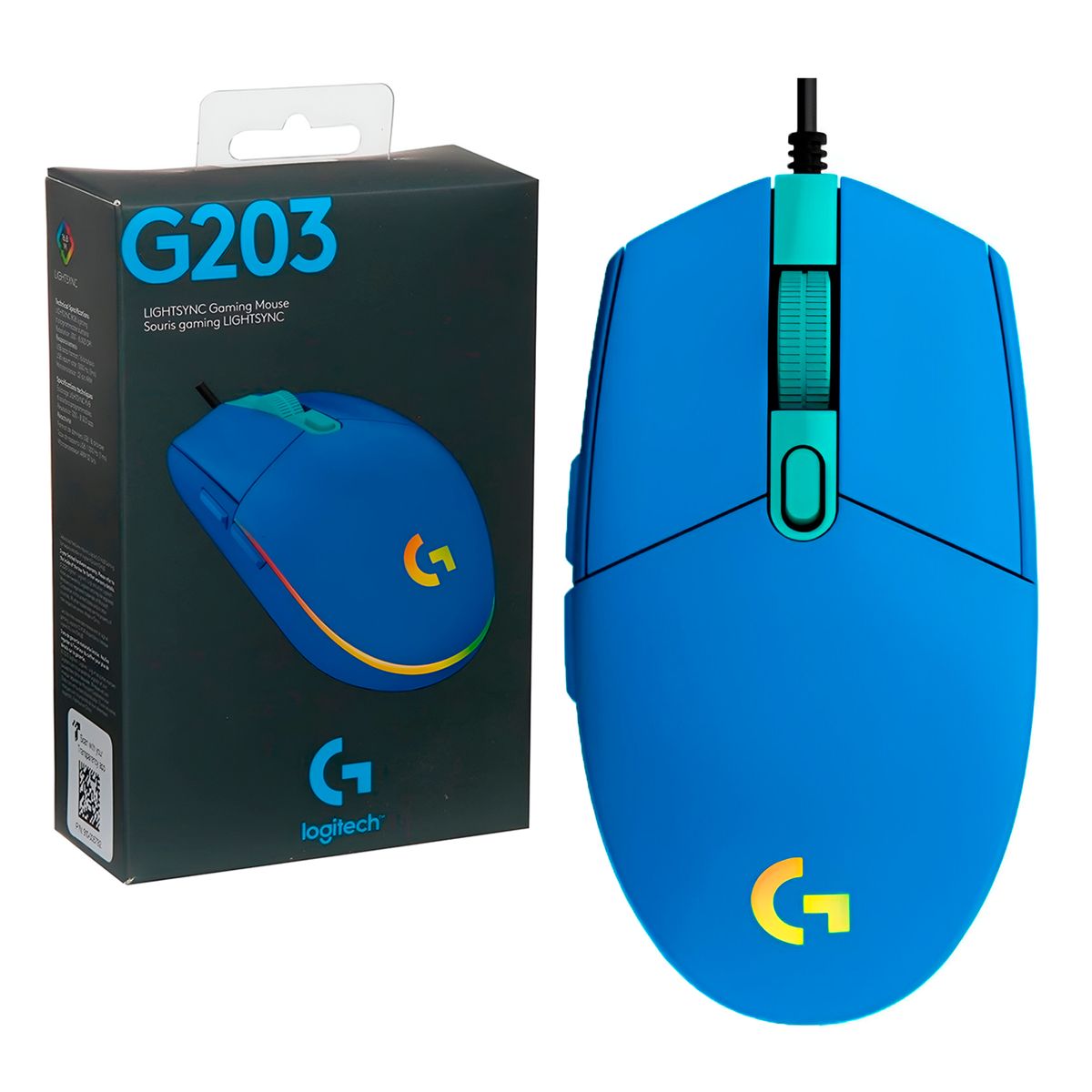 LOGITECH - MOUSE LOGITECH G203 LIGHTSYNC 8000 DPI RGB BLUE AZUL (910-005792)