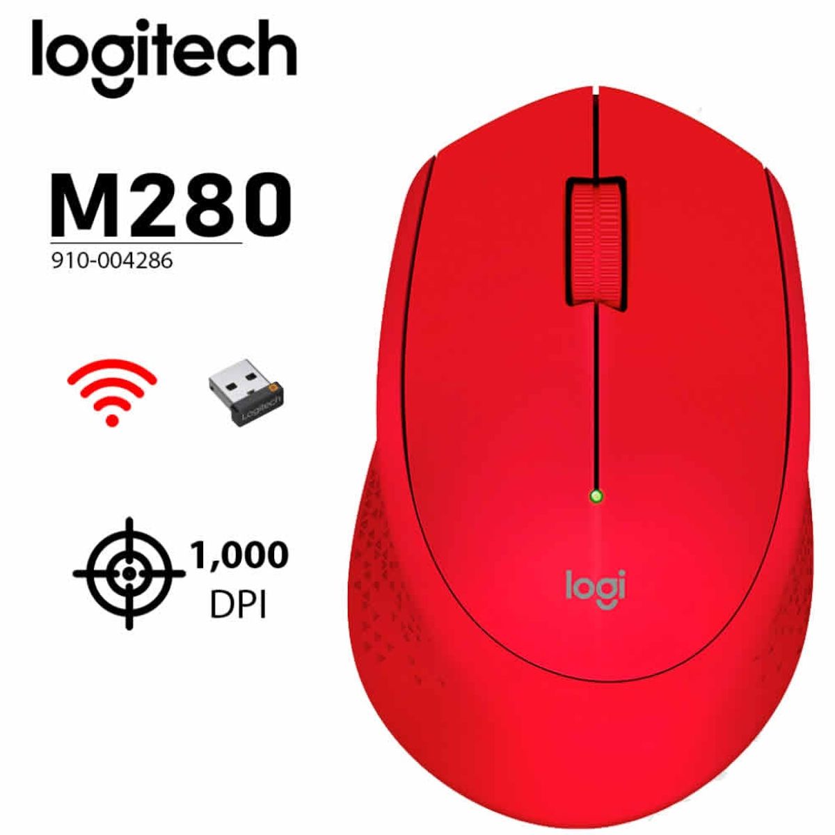 LOGITECH - MOUSE LOGITECH M280 - RED