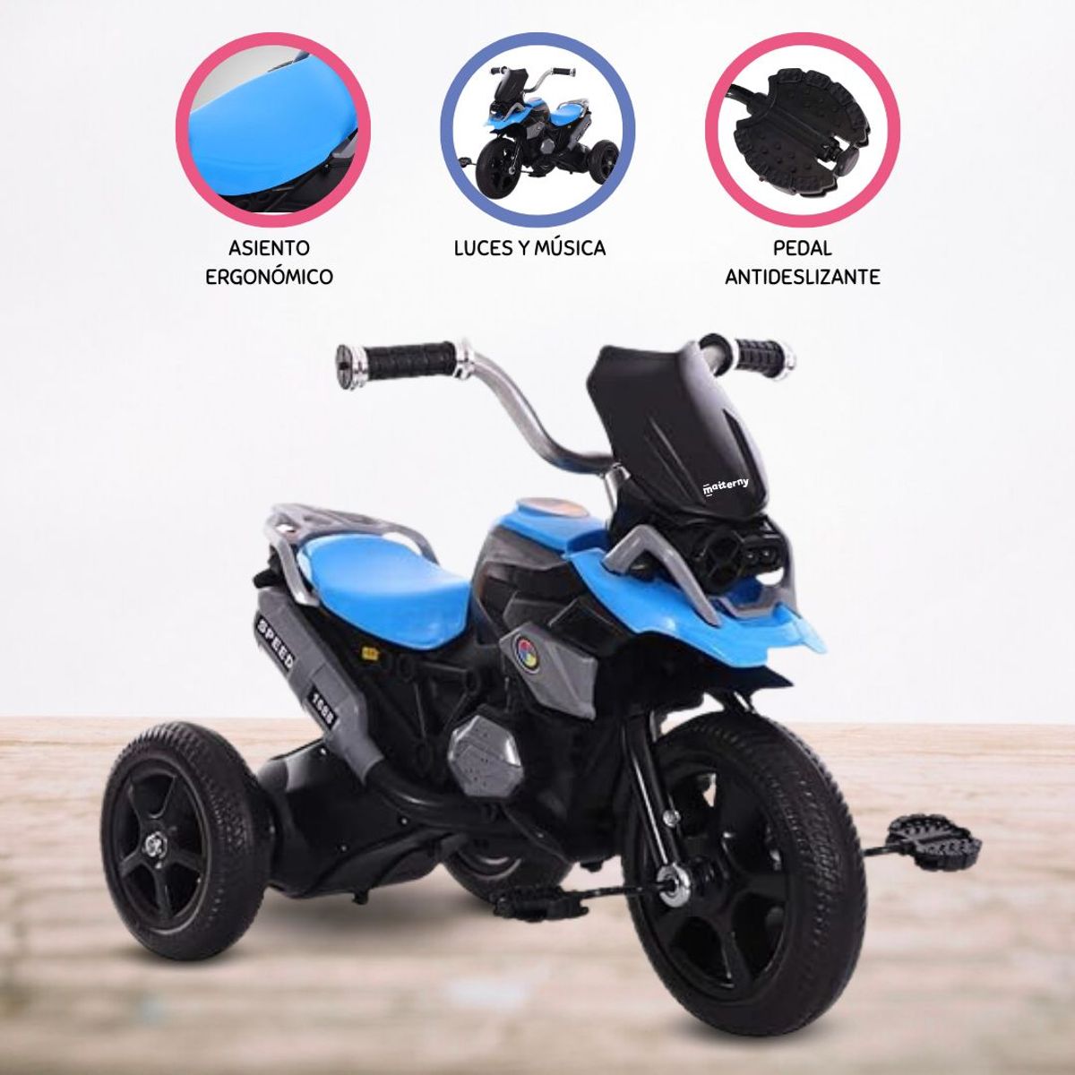 CUZKA - Moto a Pedal para Niños «DERBI» light blue