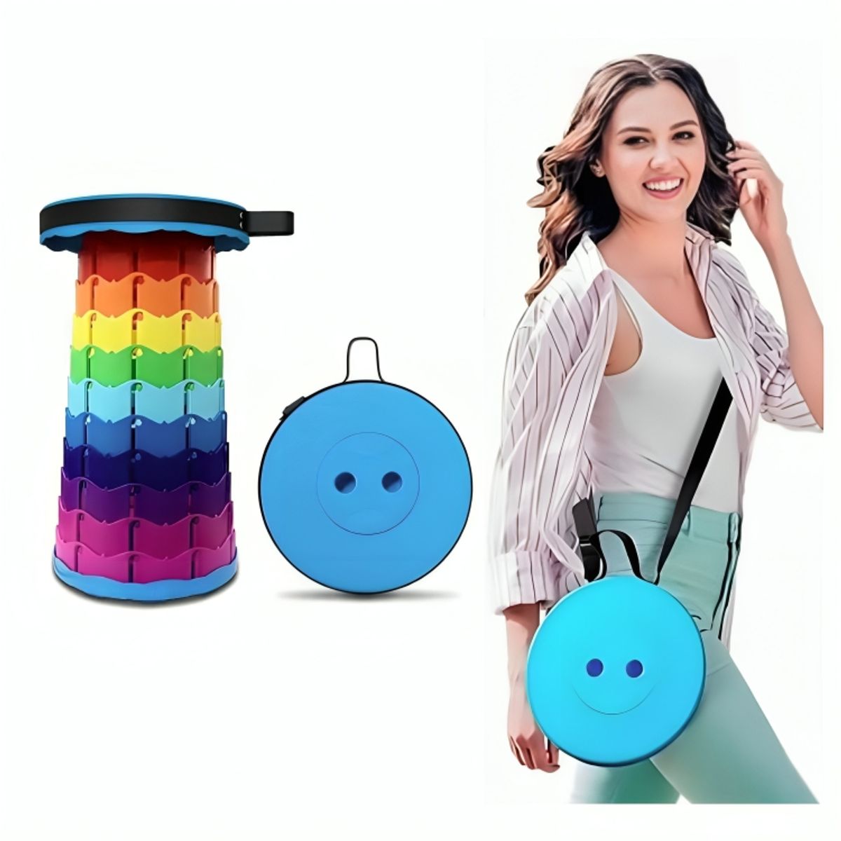 GENERICO - Asiento Banco Plegable Portátil Multicolor Multifuncional