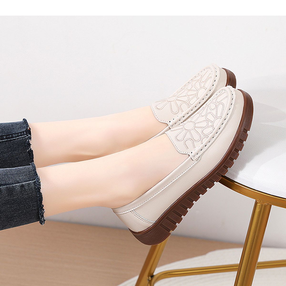 BLWOENS - Zapatos planos para Mujer -Beige