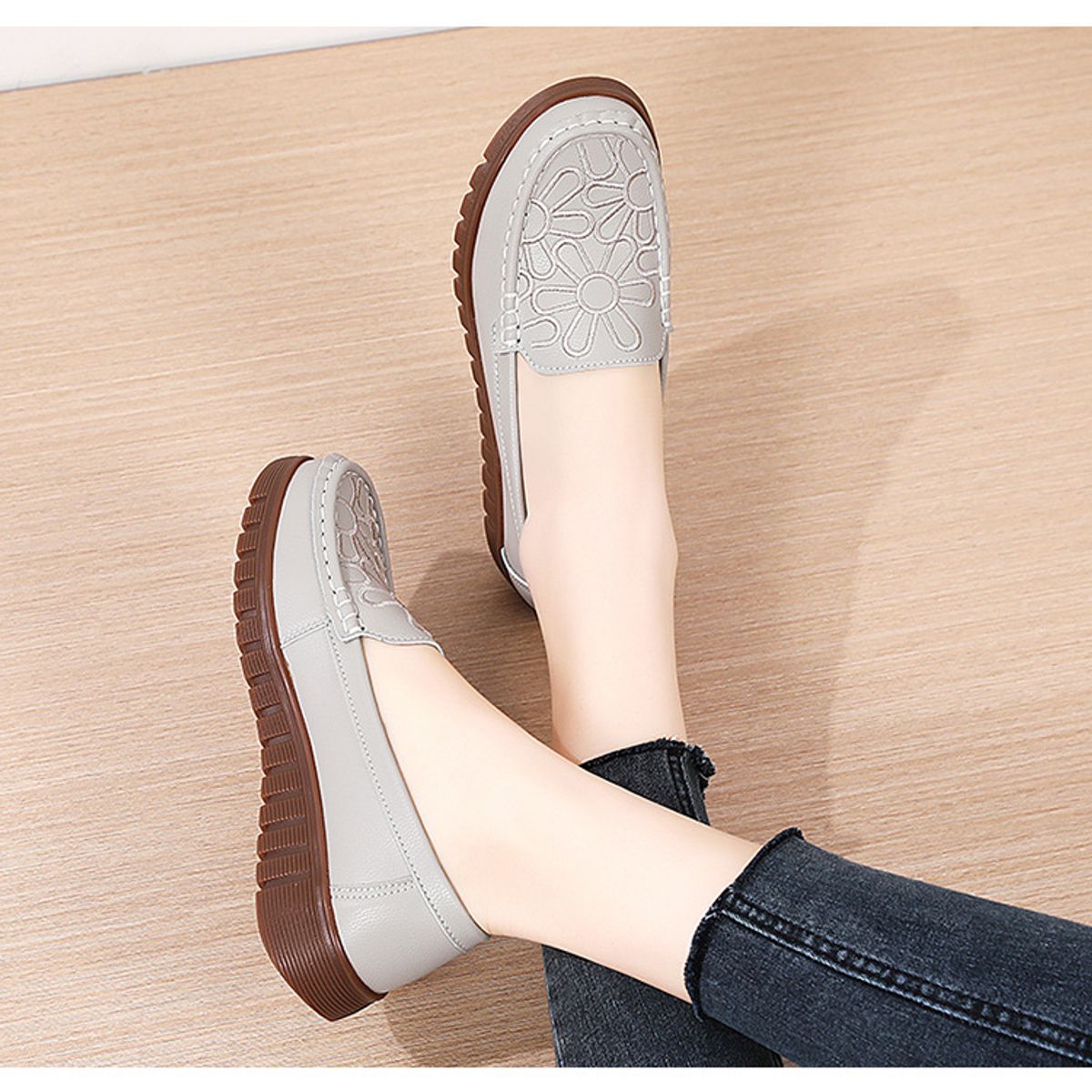 BLWOENS - Zapatos planos para Mujer -Gris