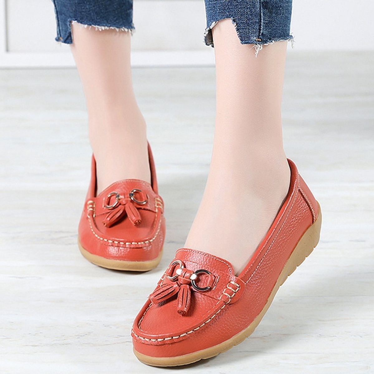 BLWOENS - Zapatos planos para Mujer -Rojo