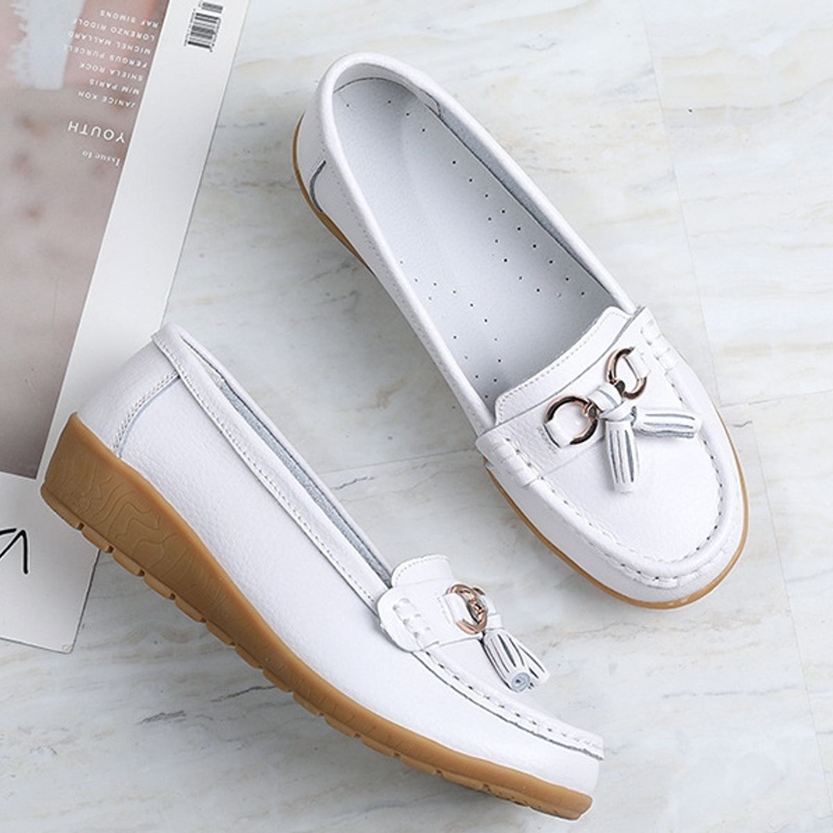 BLWOENS - Zapatos planos para Mujer -Blanco
