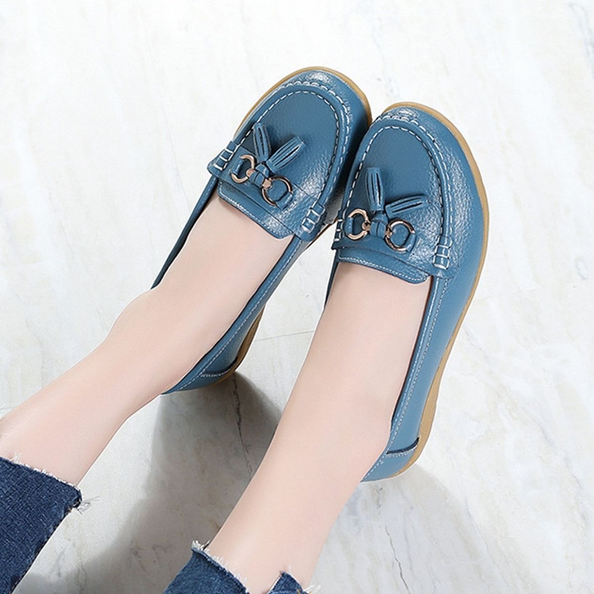 BLWOENS - Zapatos planos para Mujer -Azul