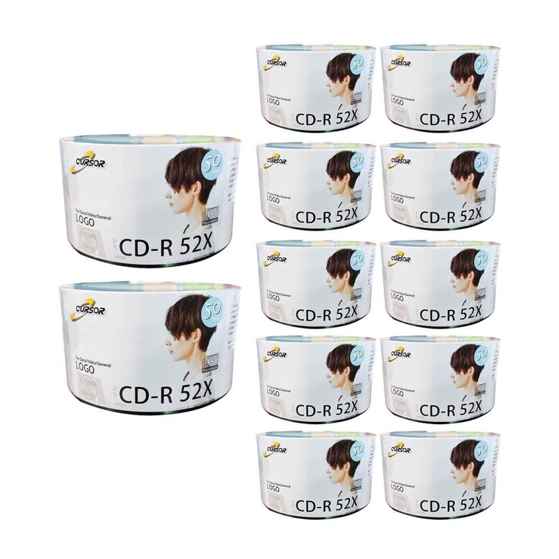 CURSOR - Cd-R 52X Logo Cursor 50 uni Pack X 12 - Plateado