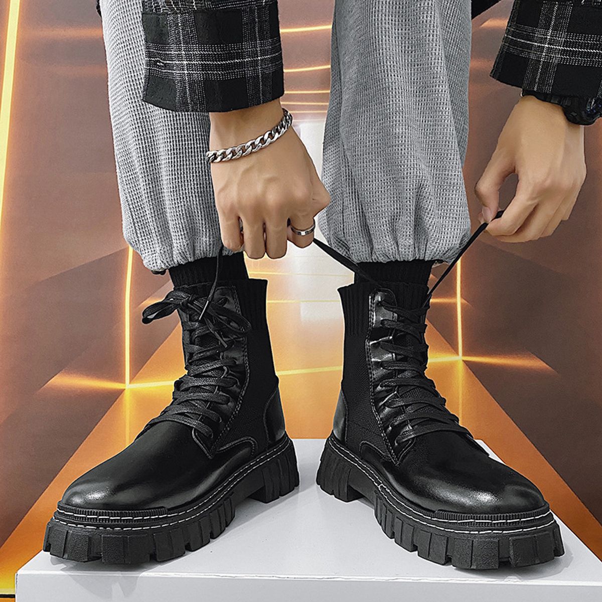 BLWOENS - Botas para Hombre-Negro