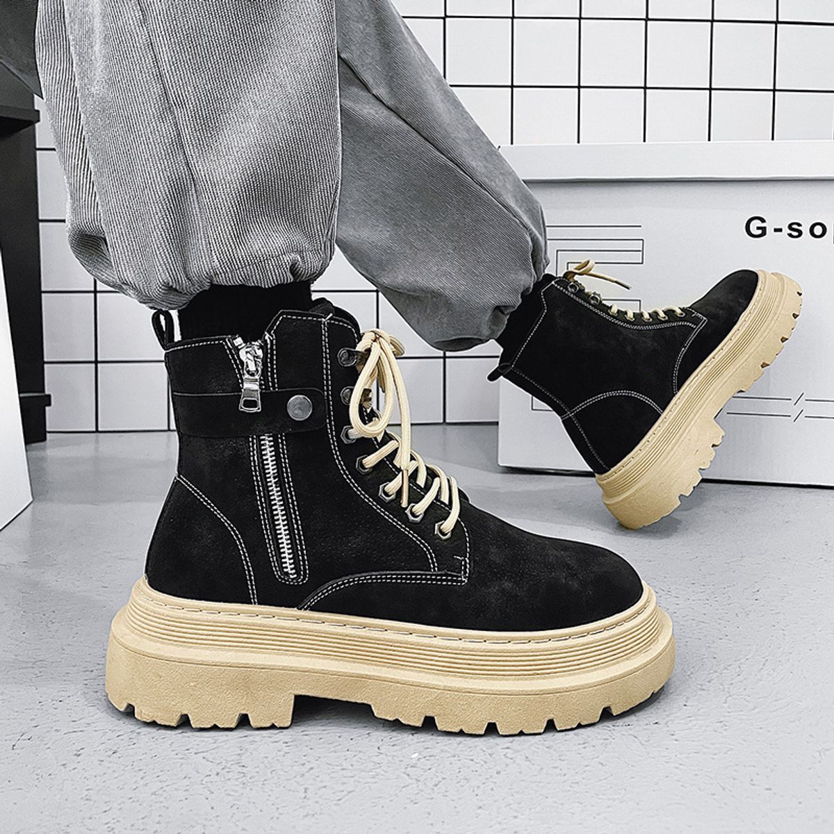 BLWOENS - Botas para Hombre-Negro