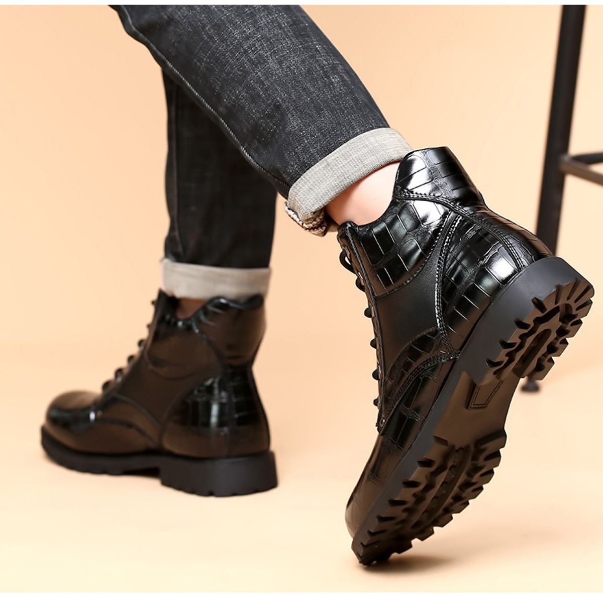BLWOENS - Botas para Hombre-Negro