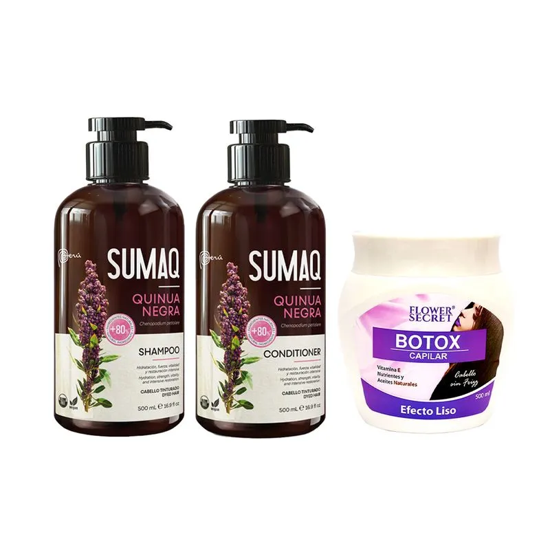 SUMAQ - Shampoo + Acondicionador SUMAQ Quinua Negra + Crema Capilar Efecto Liso