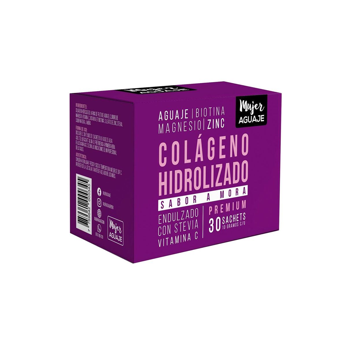 MUJER AGUAJE - Colageno Hidrolizado sabor Mora Caja 30 sachets 10g c/u Mujer Aguaje