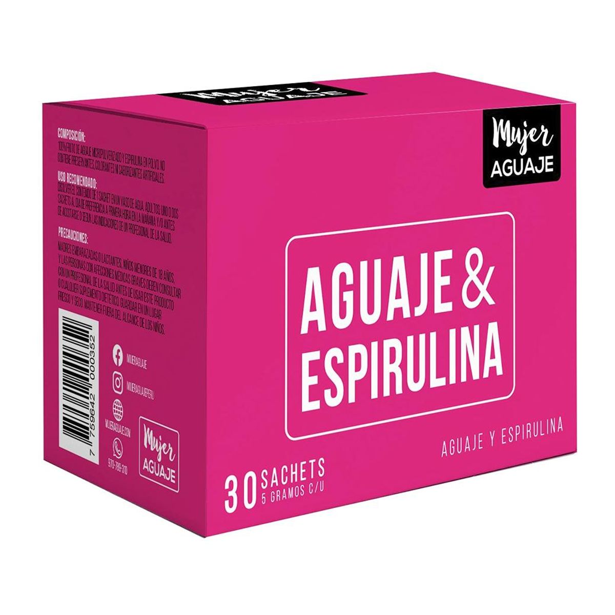 MUJER AGUAJE - Espirulina & Aguaje Caja de 30 sachets de 5g c/u Mujer Aguaje
