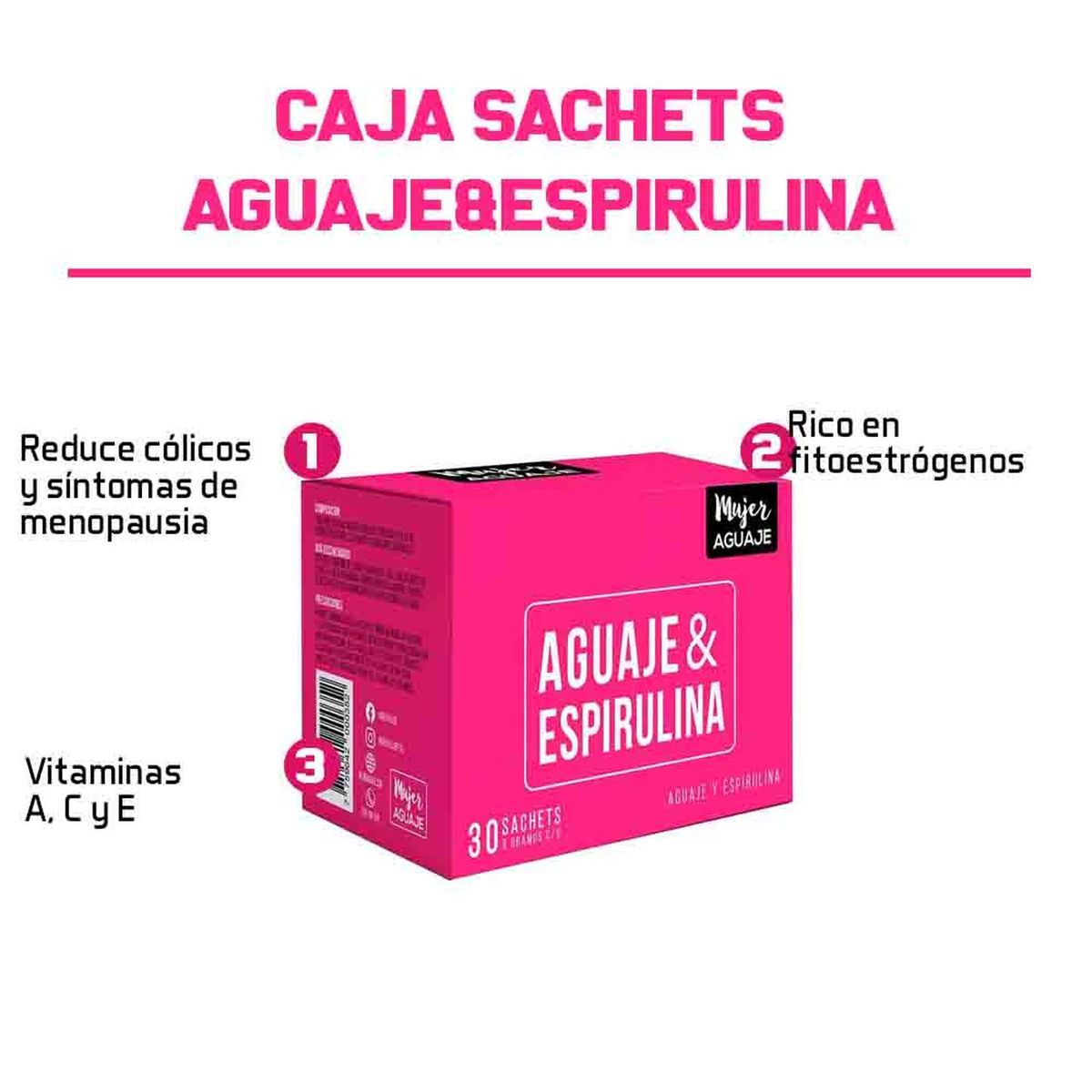 MUJER AGUAJE - Espirulina & Aguaje Caja de 30 sachets de 5g c/u Mujer Aguaje