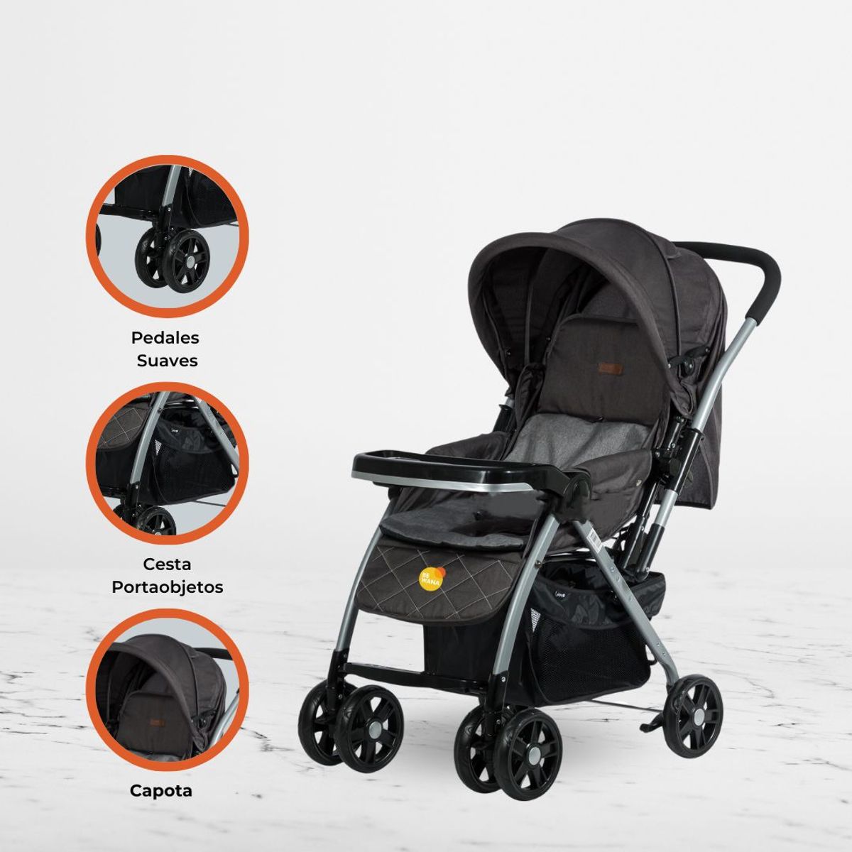 EBABY - Coche Cuna para bebé «BLAKE SIGNATURE» Black