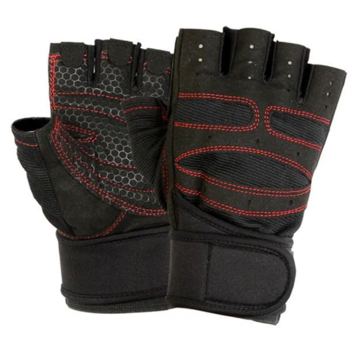 GENERICO - Guantes con muñequera par de guantes NEGRO TALLA S