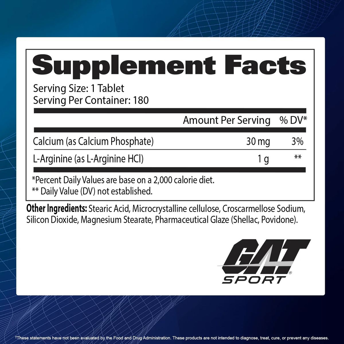 GAT - L ARGININA EEUU GAT SPORT 1000MG 180 TABLETAS