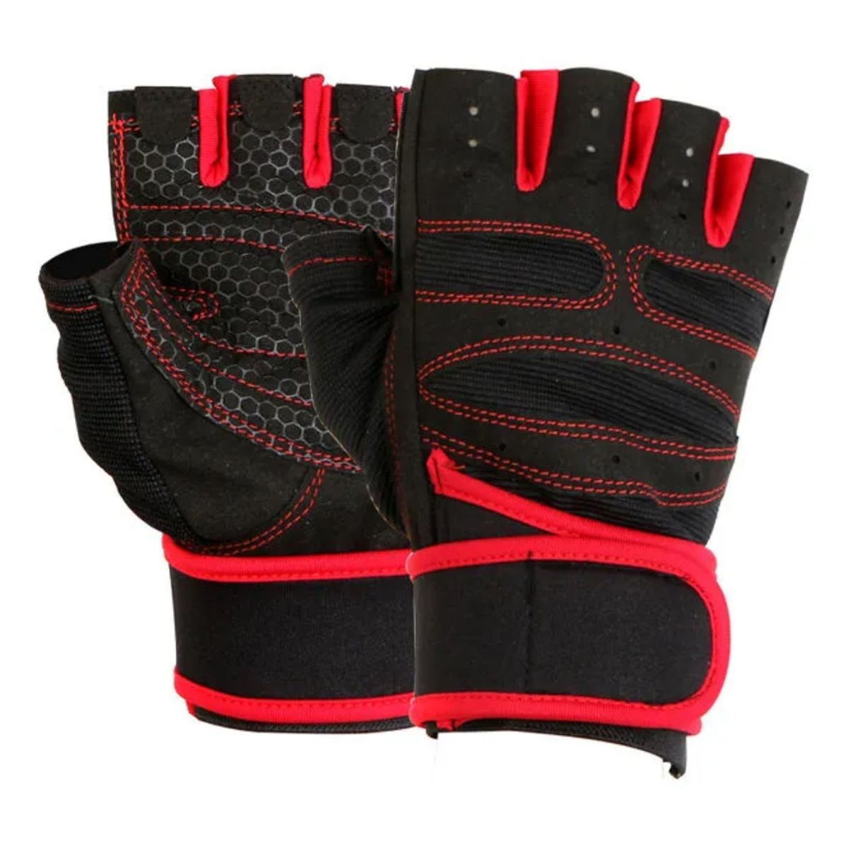 GENERICO - Guantes con muñequera par de guantes ROJO TALLA L