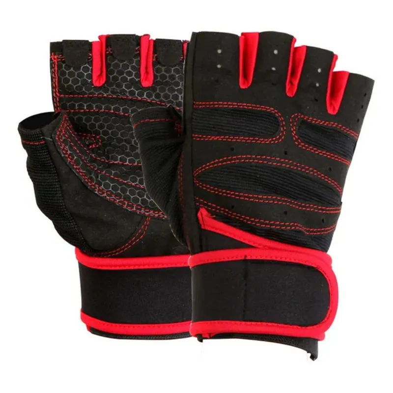 GENERICO - Guantes con muñequera par de guantes ROJO TALLA L