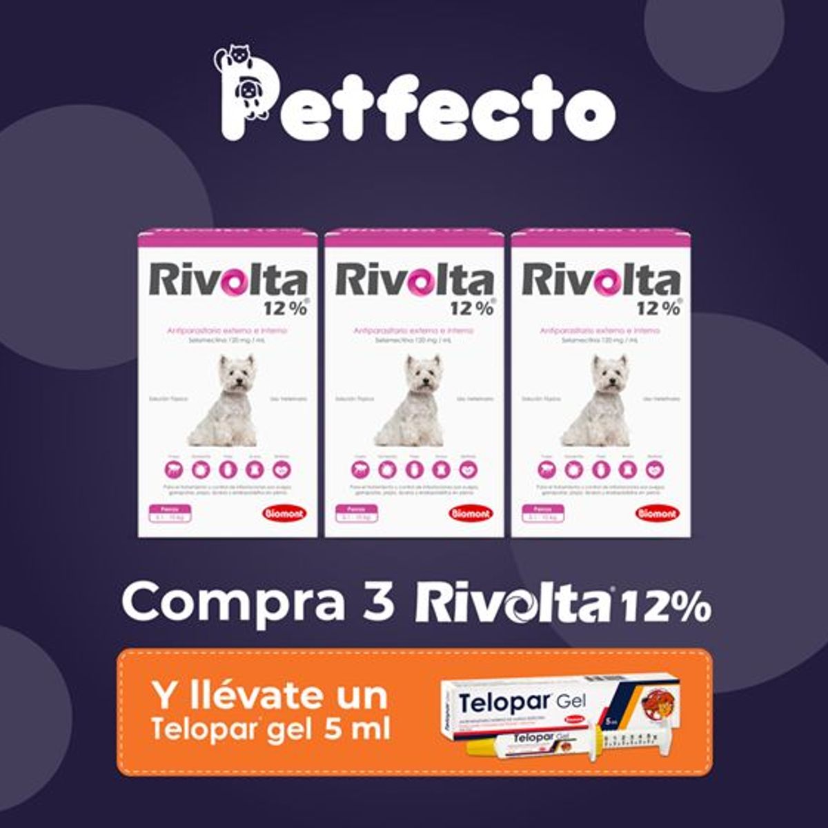 RIVOLTA - ANTIPULGAS RIVOLTA 12% X 0.50 mL 5.1 - 10 kg. 3 PIPETAS