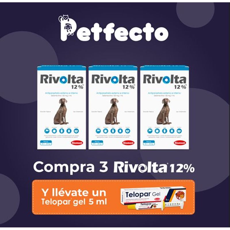 RIVOLTA - ANTIPULGAS RIVOLTA 12% X 2 mL (20.1 - 40 kg.) - 3 PIPETAS