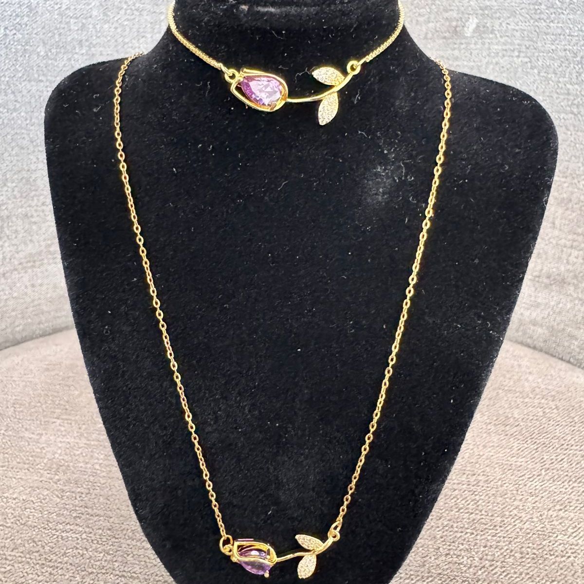 GENERICO - Collar y pulsera de tulipán dorado y turquesa para mujeres y niñas